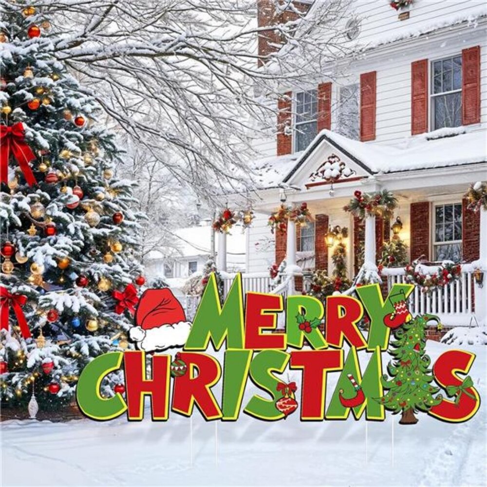 Christmas Yard Sign Decorations Merry Christmas Lawn Signs with Stakes